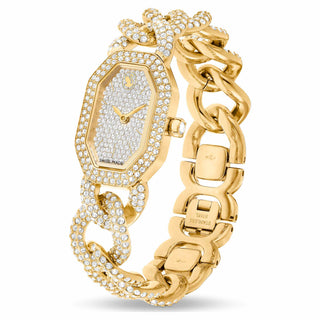 Dextera Chain watch, Swiss Made, Crystal bracelet, Gold tone, Gold-tone finish