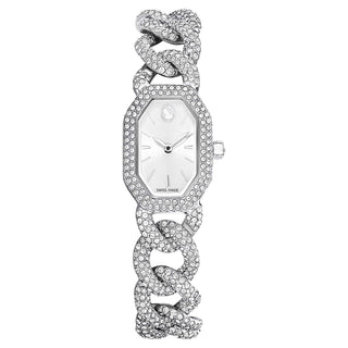Dextera Chain watch, Swiss Made, Crystal bracelet, Silver tone, Stainless Steel