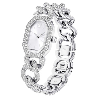 Dextera Chain watch, Swiss Made, Crystal bracelet, Silver tone, Stainless Steel