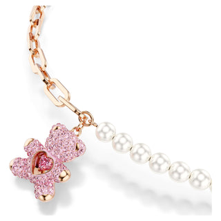Teddy pendant, Crystal pearl, Bear, Pink, Rose gold-tone plated
