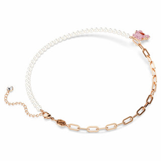 Teddy pendant, Crystal pearl, Bear, Pink, Rose gold-tone plated
