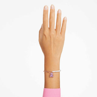 Teddy bracelet, Crystal pearl, Bear, Pink, Rose gold-tone plated