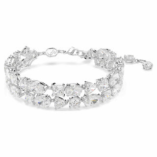 Mesmera bracelet, Mixed cuts, White, Rhodium plated