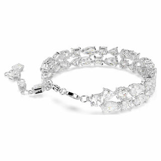 Mesmera bracelet, Mixed cuts, White, Rhodium plated