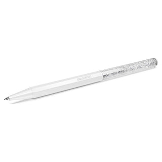 Crystalline ballpoint pen, White, White lacquered, Chrome plated