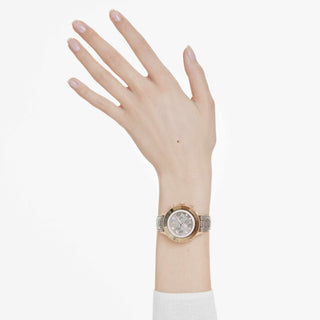 Octea Chrono watch, Swiss Made, Leather strap, Gray, Rose gold-tone finish