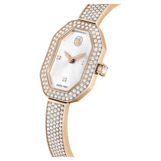 Dextera Bangle watch, Swiss Made, Metal bracelet, Gold tone, Champagne gold-tone finish