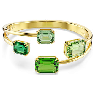 Millenia bangle, Octagon cut, Green, Gold-tone plated