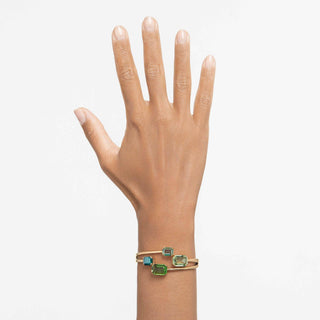 Millenia bangle, Octagon cut, Green, Gold-tone plated