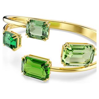 Millenia bangle, Octagon cut, Green, Gold-tone plated