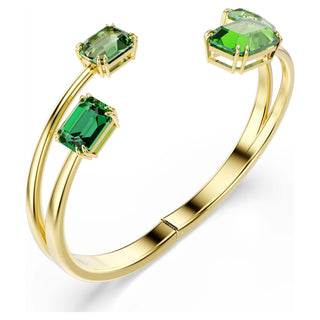 Millenia bangle, Octagon cut, Green, Gold-tone plated
