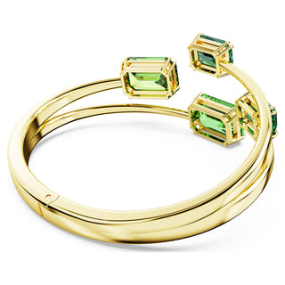 Millenia bangle, Octagon cut, Green, Gold-tone plated