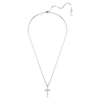 Insigne pendant, Pavé, Cross, White, Rhodium plated