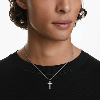 Insigne pendant, Pavé, Cross, White, Rhodium plated