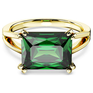 Stilla cocktail ring, Rectangular cut, Green, Gold-tone plated