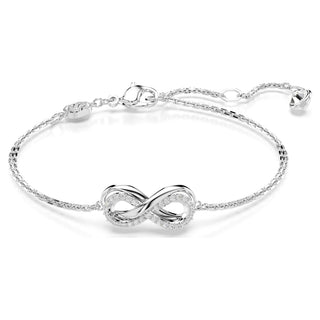 Hyperbola bracelet, Infinity, White, Rhodium plated