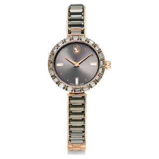 Matrix Bangle watch, Swiss Made, Crystal bracelet, Gray, Rose gold-tone finish