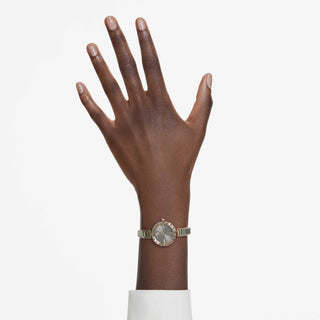 Matrix Bangle watch, Swiss Made, Crystal bracelet, Gray, Rose gold-tone finish
