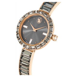 Matrix Bangle watch, Swiss Made, Crystal bracelet, Gray, Rose gold-tone finish