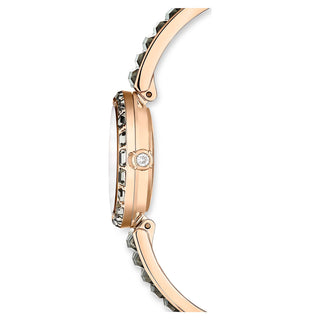 Matrix Bangle watch, Swiss Made, Crystal bracelet, Gray, Rose gold-tone finish