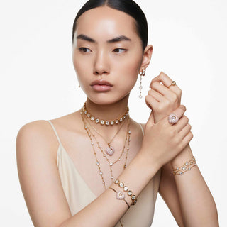 Imber strandage, Round cut, White, Gold-tone plated