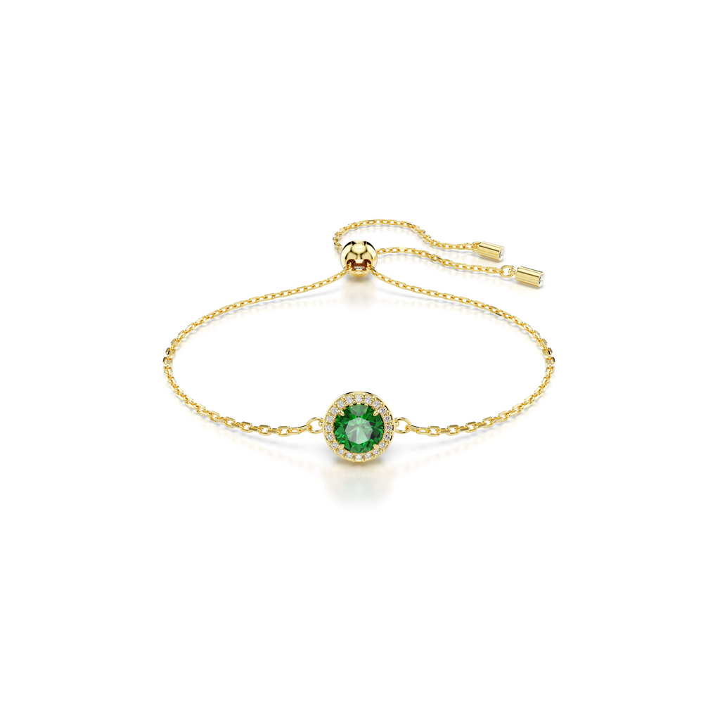 Una Angelic bracelet, Round cut, Pavé, Green, Gold-tone plated ...
