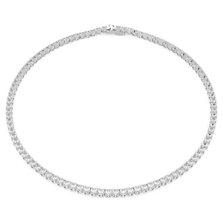 Matrix Tennis necklace, Round cut, White, Rhodium plated