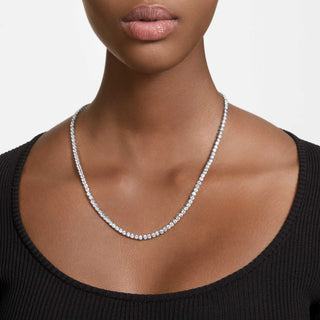 Matrix Tennis necklace, Round cut, White, Rhodium plated