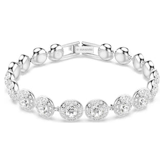 Una Angelic Tennis bracelet, Round cut, White, Rhodium plated