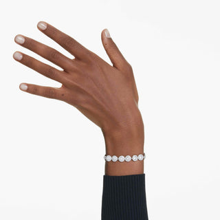 Una Angelic Tennis bracelet, Round cut, White, Rhodium plated