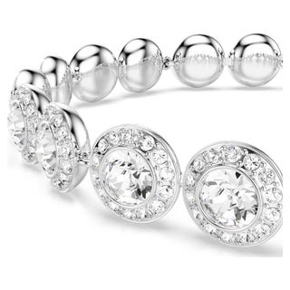 Una Angelic Tennis bracelet, Round cut, White, Rhodium plated