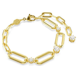 Constella bracelet, White, Gold-tone plated