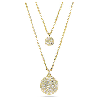 Sublima layered pendant, White, Gold-tone plated