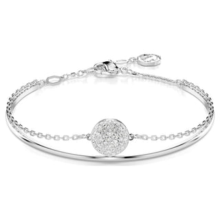 Sublima bangle, White, Rhodium plated