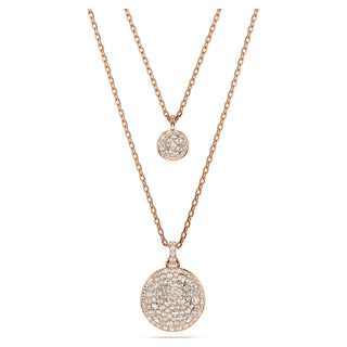 Sublima layered pendant, White, Rose gold-tone plated
