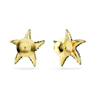 Idyllia stud earrings, Crystal pearl, Starfish, Small, Multicolored, Gold-tone plated