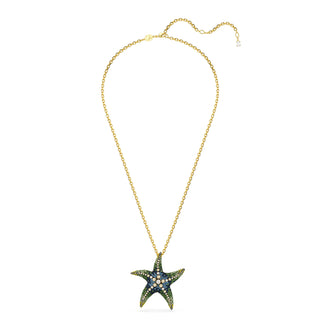 Idyllia pendant and brooch, Crystal pearls, Starfish, Multicolored, Gold-tone plated