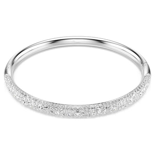 Sublima bangle, Snow pavé, White, Rhodium plated