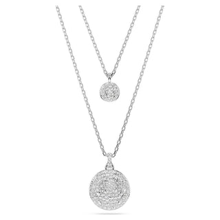 Sublima layered pendant, White, Rhodium plated
