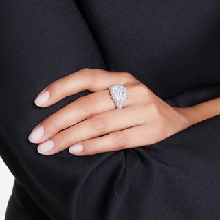 Sublima cocktail ring, White, Rhodium plated