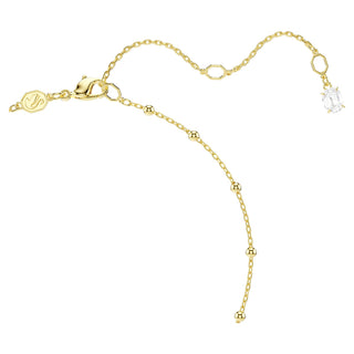 Imber Y necklace, Round cut, White, Gold-tone plated