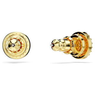 Una Angelic stud earrings, Round cut, Gold tone, Gold-tone plated