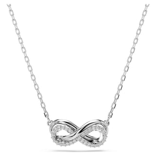 Hyperbola pendant, Pavé, Infinity, White, Rhodium plated