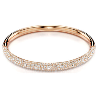 Sublima bangle, Snow pavé, White, Rose gold-tone plated