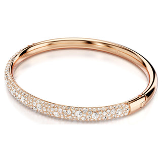 Sublima bangle, Snow pavé, White, Rose gold-tone plated