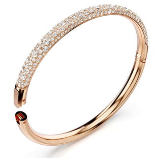 Sublima bangle, Snow pavé, White, Rose gold-tone plated
