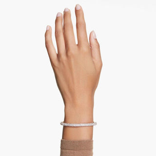 Sublima bangle, Snow pavé, White, Rose gold-tone plated