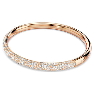 Sublima bangle, Snow pavé, White, Rose gold-tone plated