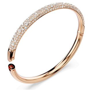 Sublima bangle, Snow pavé, White, Rose gold-tone plated