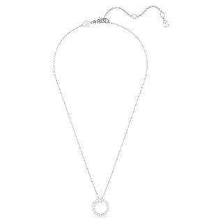 Matrix pendant, Crystal pearl, Round cut, White, Rhodium plated